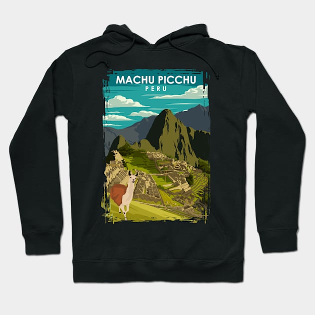 Machu Picchu Peru Vintage Minimal Retro Incan Travel Poster Hoodie by jornvanhezik